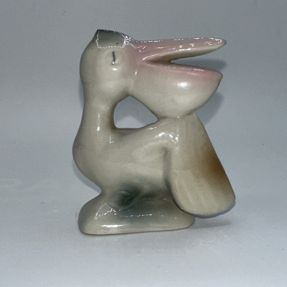 Pelican Figurine Vintage Japan small  Bird Beach Coastal Water Fish Beak